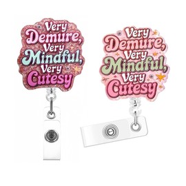 2 PCS Nurse Inspirational Badge Reel Retractable ID Card Holder with Clip We Listen and We Don't Judge and Very Demure Mindful Cutesy for Hospital Staff Nurse Office Workers