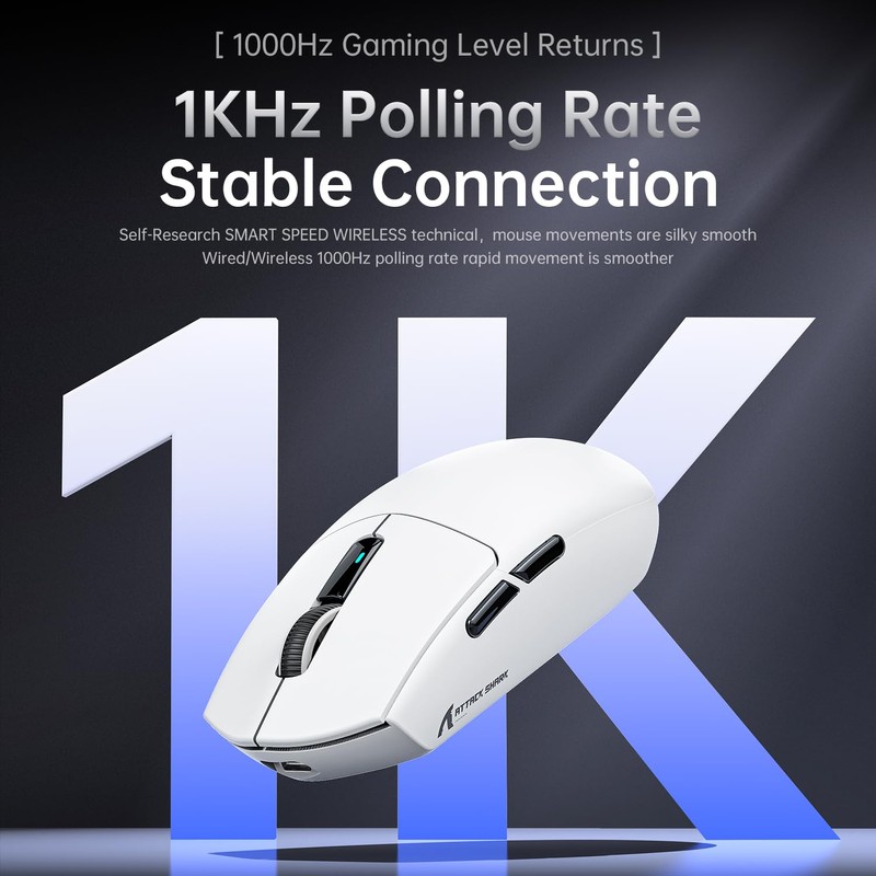 ATTACK SHARK G3PRO Gaming Mouse with Magnetic Charging Station, PixArt