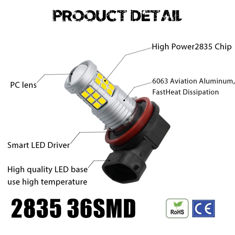 KISLED Super Bright 3000lm H8 H11 LED Fog Lights Bulbs