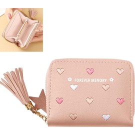 LNYMZD Pink Purse Women's Small Vegan Leather Wallet with 4 Card Slots, Many Compartments, Coin Pocket, Women, Wallets, Bi-Fold Wallet, Pink, 1