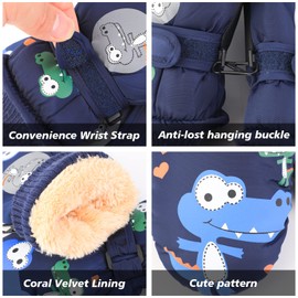 QKURT Children's Ski Gloves, Winter Windproof Snow Mittens, Heat Insulating Gloves, Girls Boys, Cold Weather Mittens for 2~15 Years, Kids, Skating, Cycling, Running, Outdoor Activities