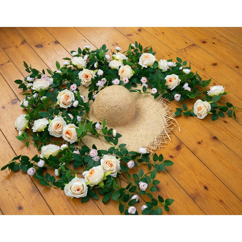 2 PCS 12FT Bendable Flower Garland, Artificial Rose Vine for