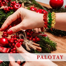 Palotay Christmas Bell Bracelets Red Green Jingle Bell Bracelet for Women Adjustable Christmas Party Favor Accessories Gifts 6Pcs