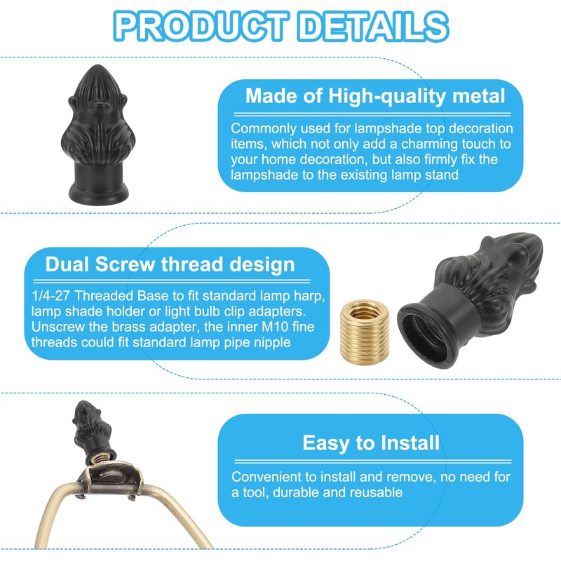 PATIKIL 33 x 16mm Lamp Finials Caps Knob, 2 Set