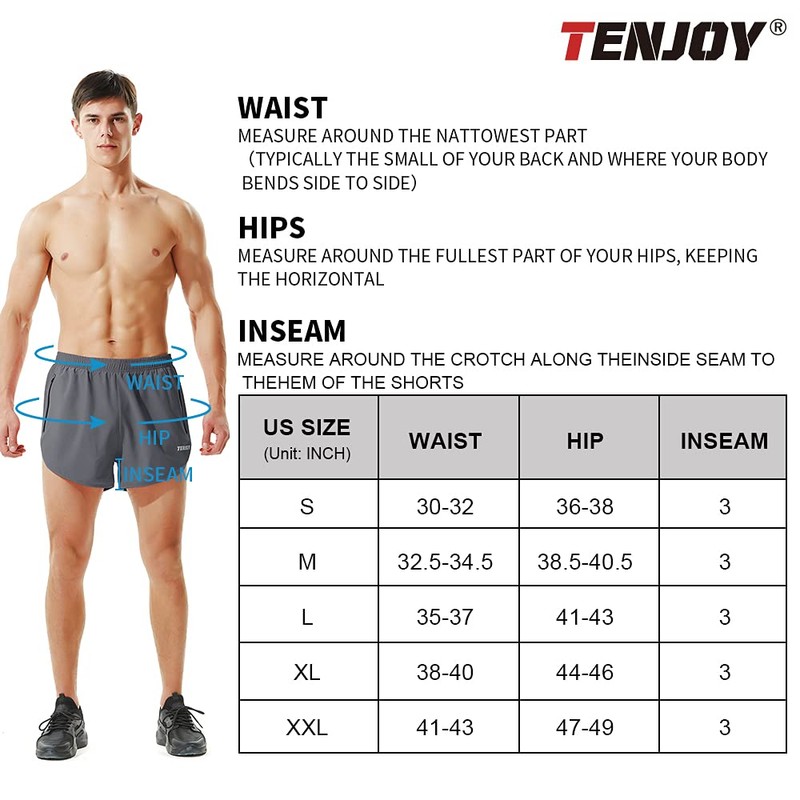 TENJOY Men's Running Shorts, darkgray