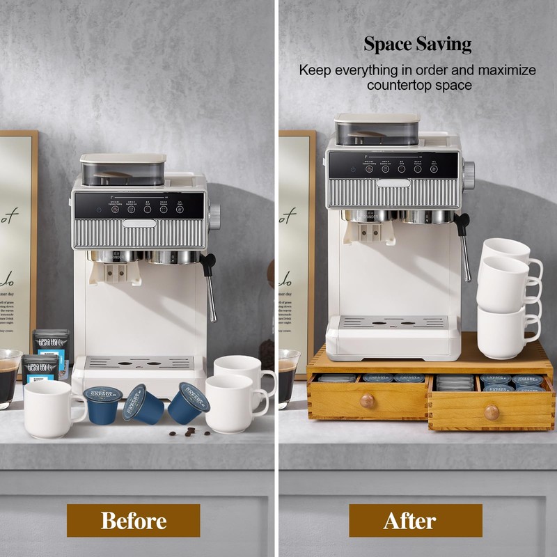 NANXITU K Cup Storage Organizer,Wood Coffee Pod and Tea Bag