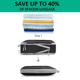 8pcs Packing Cubes, Areaphmet Compression Packing CUbes for Travel Accessories Packing Organisers Cubes Set Compression Bags Luggage Organizers for Suitcases (Black)