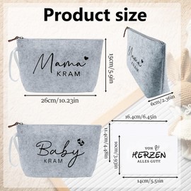 Pack of 2 Gifts for Expectant Mothers, Baby Shower Mom Bag, Cosmetic Bag Made of Felt with Zip, Gifts for Birth Felt Bag for Mum, Pregnancy Gift for New Mum, NO, No
