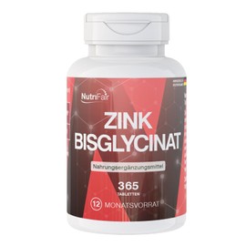 Zink 25mg - 365 Tabletten - Zink Bisglycinat - Hochdosiert - 100% Vegan – Deutsche Produktion & Laborprüfung - NutriFair | Premium & Fair
