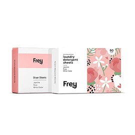 Frey Laundry Detergent Sheets and Dryer Sheets Bundle - Safely Scented, Luxurious Sheet Laundry Detergent and Non Toxic Dryer Sheets - Plastic-free, Waterless, Vegan, Plant-derived - Jasmine / Rose / White Cedar