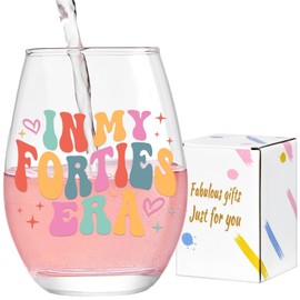 Lamyba 40th Birthday Gifts Women, 40th Birthday Gifts For Women, Unique 40th Birthday Decorations for Women - In My 40s Era Wine Glass, 40 Bday Gifts Idea for Women Friend Mom Daughter Wife, 15oz