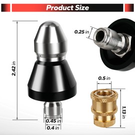 Pressure Washer Sewer Jetter Nozzle, Upgrade 2026 High-Pressure Nozzle Kit