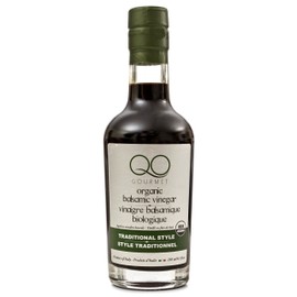QO Gourmet Organic Italian Barrel Aged Thick Balsamic Vinegar of Modena Traditional Style Gourmet Food Gift Set | High Density Premium Italian Vinegar | Aceto Balsamico | Set of 4