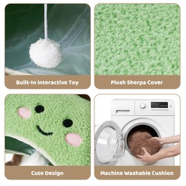 EHEYCIGA Cat Tunnel Bed for Indoor Cats, Cute Cat Donut Toy Tunnel for Small Large Cats with Washable Circle Cushion, Peekaboo Pet Cave Play Tunnel for Kitten, Puppy, Rabbit