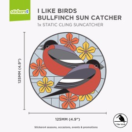 I Like Birds Static Cling Window Stickers for Glass - Bullfinch Suncatcher Small Stained Glass Window Stickers