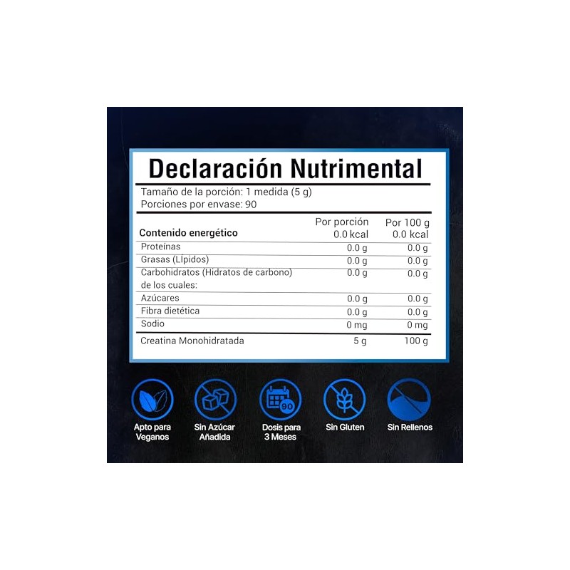 Creatina Monohidratada Micronizada 450g 90 Porciones Sin Sabor Amarte Labs