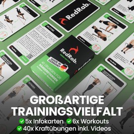 RED RAB Training Cards for Resistance Bands Bar Strength Training - Fitness Bar Set - Fitness Game for Fitness Bands with Bar as Home Gym, Resistance Bands & Bar, Workout Bar, Training at Home