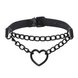 MILAKOO Heart Chain Choker Necklace for Women Steampunk Goth Emo Collar Necklace Adjustable
