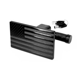 MULL USA Black Metal Flag Trailer Hitch Cover for 2" Receivers (with Locking Pin)
