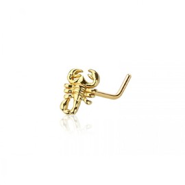 Pierced Owl 20GA Stainless Steel Scorpion Top L-Bend Nose Stud (Gold Tone)