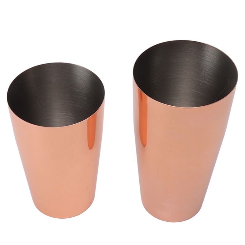 Boston Cocktail Shaker Stainless Steel Rose Gold Glossy Surfaces Leakproof