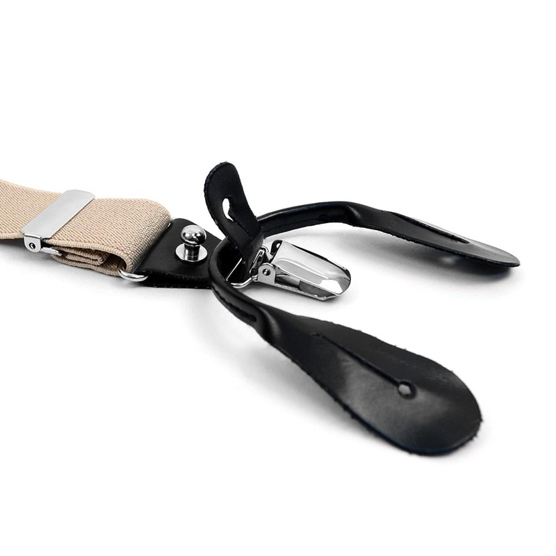 CUFF.JP Clip, Button, Dual-Use, 2-Way Suspenders, Plain, Black, White, white