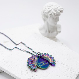 LAWENDA You are My Sunshine Necklace Vintage Sunflower Necklace Locket with Engraved Hidden Message Pendant Trendy Sunflower Necklace Birthday Christmas Gifts for Women Mother Daughter Friends