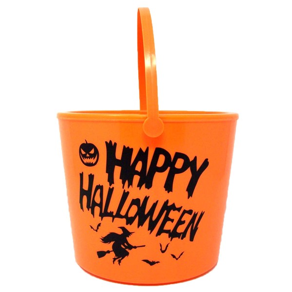 Orange Happy Halloween Trick or Treat LED Candy Bucket, 6 1/2 Inch