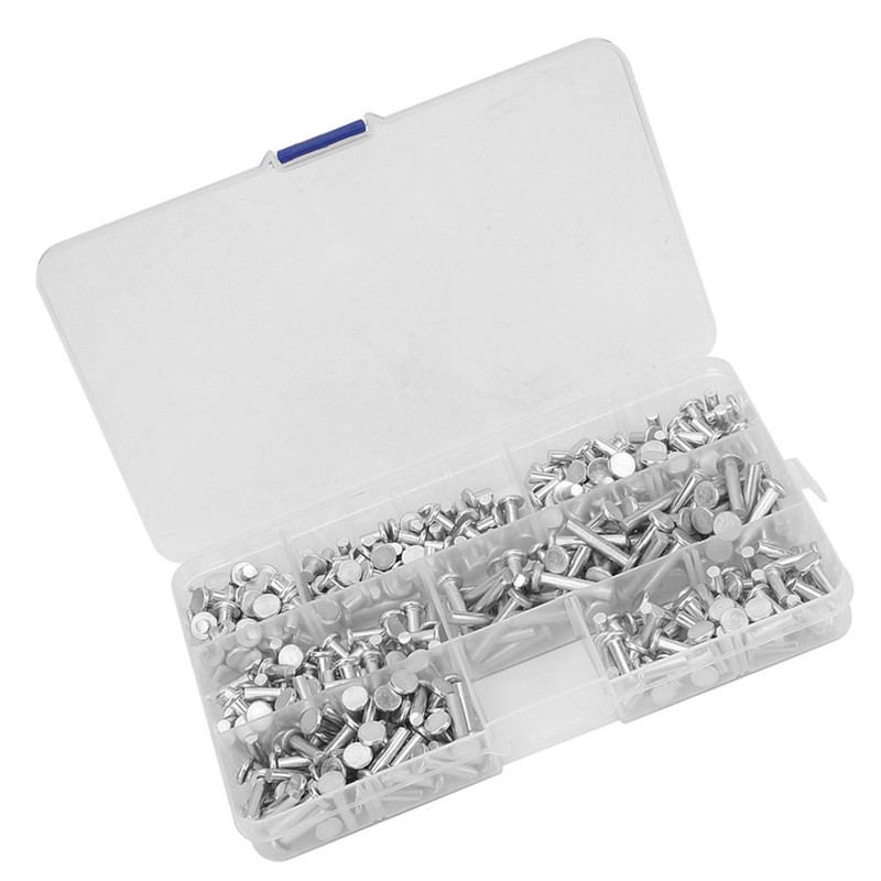 M4 Flat Head Solid Rivets Kit 350pcs Aluminum Rivets Set