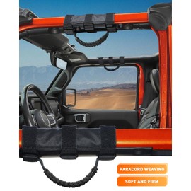 Savadicar 4 Pack Grab Handles Roll Bar Grip Handle Compatible with 1955-2023 Jeep Wrangler CJ YJ TJ JK JKU JL JLU 4XE & Gladiator JT, Top Handle Assist Support, Interior Accessories, Black