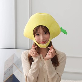 LUOZZY Lemon Adult Hat Lemon Costume Plush Lemon Shape Hat Soft Fruit Headgear One Size for Party Christmas Carnival Cosplay Costume Headwear (Fits 21–23 in Head Circumference)