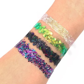 Negro - Gel Corporal Holográfico Glitter para Cuerpo, Cara, Cabello - Vegano y Sin Crueldad - (Negro)