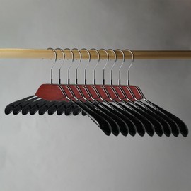 Kostaverite Wooden Clothes Hangers with 360 Degree Silver Hook | Non-Slip Coverage | 10 Pack | Crimson Black