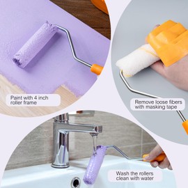 Mister Rui Microfibre Paint Roller Set, Small Paint Roller 4 Inch 22 Packs, Paint Roller Sleeve, 2 Inch Foam Brush, Painting Tools for Small Renovation Projects