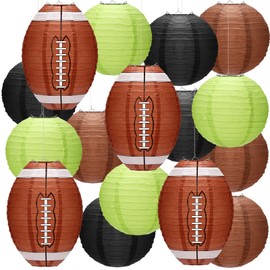 Rossesay 16 Pcs Football Paper Lanterns 8 Inch Football Party Decoration Football Centerpiece Christmas Decorations Hanging Rugby Sports Lanterns for Sports Themed Birthday Game Party Decor Supplies