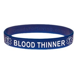 Goods For Giving Blood Thinner ID Bracelet Wristband - Blue - 8 Inches - Standard