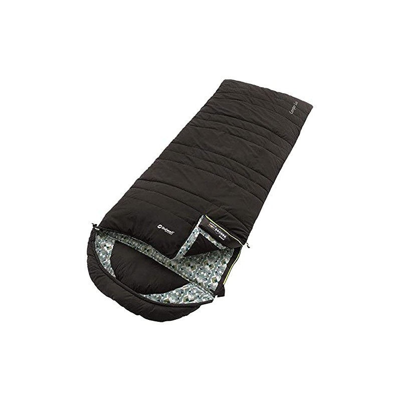 Outwell Black Camper Lux Sleeping Bags, Full-Length Zip Baffle