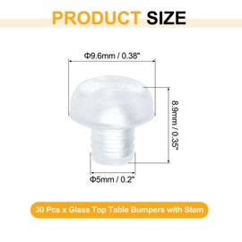 uxcell 30Pcs Glass Top Table Bumpers with Stem, Soft Rubber Grippers Anti Slip Pads for 5mm Hole, Table Spacers Furniture Cabinet Pads Foot End Caps Covers Protectors for Chair, Clear