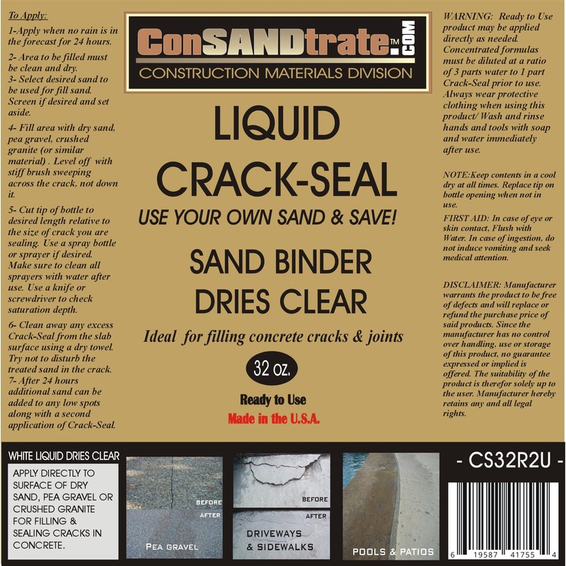 Consandtrate Crack-Seal 32 oz. Ready to use. Apply to Dry