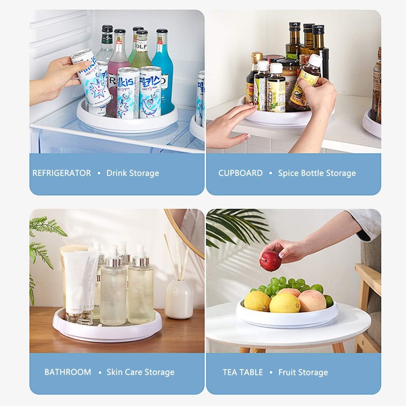 Roninkier Lazy-Susan Rotatable Spice Rack - 2-Pack 25cm Cupboard Organiser