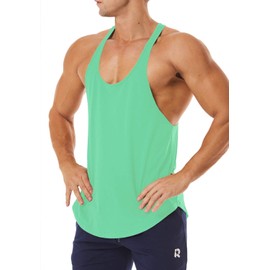 ROWILUX Men's Workout Quick Dry Soft Gym Bodybuilding Stringer Tank Tops (XL, Mint Green)