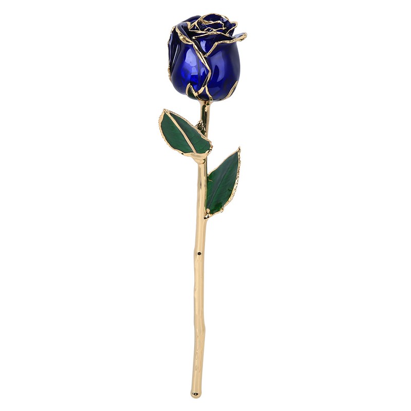 Golded Rose Flower Gift 24K Bright Deep Blue Base for