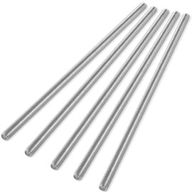 Supkiir 5Pcs 3/8"-16 Fully Threaded Rod, 12inch Long 304 Stainless Steel Right Hand Threaded Screw for Furniture Anchor Bolts Clamps Hangers and U-Bolts