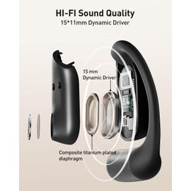 iWALK Open-Ear Headphones, True Wireless Headphones Bluetooth 5.4 Light Earbuds, Ultra Comfort Earhooks, 35H Playtimes, Clear Calls, Air Conduction Stereo Sound with 15mm Drivers for Workouts (Black)