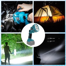 WaxPar 12W 1120LM Jobsite Flashlight Compatible with Makita 18V Battery, 4 Mode Settings & 110 Degree Pivoting Head for Camping, Car Repairing, Emergency and Job Site Lighting