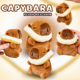 Cuddly Capybara Stuffed Animals Plush Toys for Kids and Toddlers, Cute Capybara Plushies, Plush Keychains Toy, Mini Stuffed Animals for Birthday Gifts, Goodie Bag and Easter Basket Stuffers