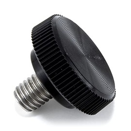 #10-32 x 1/4" Thumb Screw Stainless Steel - Black Knurled Round Plastic Knob - Fine Thread Thumbscrew - Length: 0.250" - Proudly Built in USA - Package of (4)