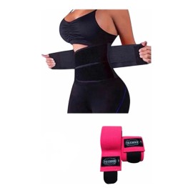 Faja De Tres Velcros + Vendas Para Rodillas Gym Pack
