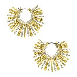 Obidos Gold statement earrings | Luxurious Sunburst Style,Hypoallergenic,14K Gold Plated Brass| Sun Hoops for women | Perfect Dressy Gold Earrings for Statement Jewelry Lovers