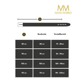 Massi Morino Men's Belt Black (3 cm Wide) Includes Gift Bag I Black Suit Belt for Men I Business Belt, black